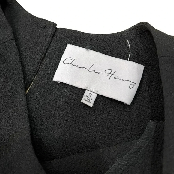 Charles Henry Black Multimedia Tie Sleeve Swing Dress S - Picture 3 of 4